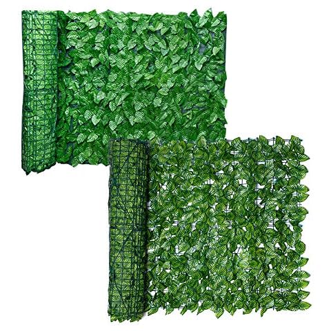 Enfudid 1 PCS Artificial Leaf Fence Screen Outdoor Garden Artificial Faux Ivy Hedge Leaf Fence Wall Screen Decorative Fence Screen Green Cover