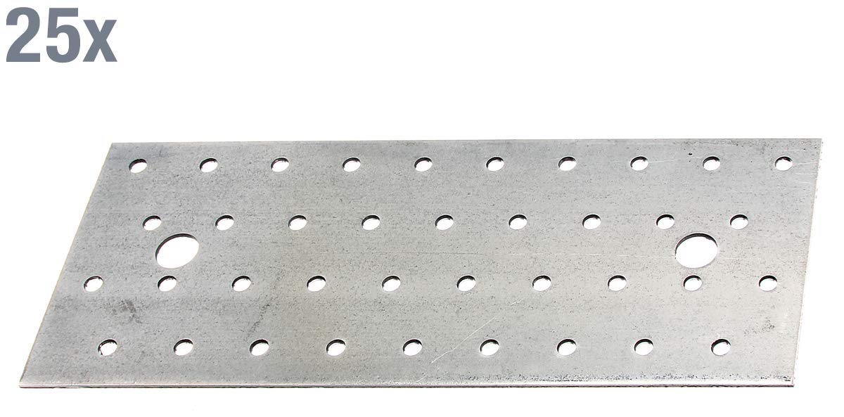 Alberts 847258 Plaque multi-trous | galvanisée Sendzimir | 200 x 80 mm | kit de 25