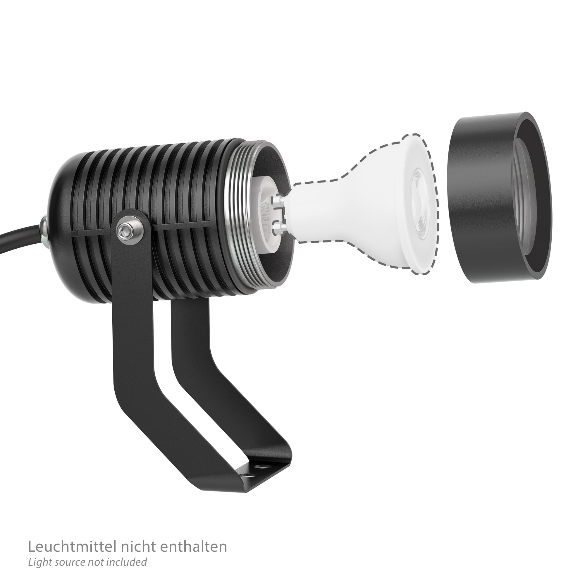 ledscom.de 4x Gartenstrahler SHINGA für außen, IP65, Stecker, schwarz, 1x GU10 max. 15W