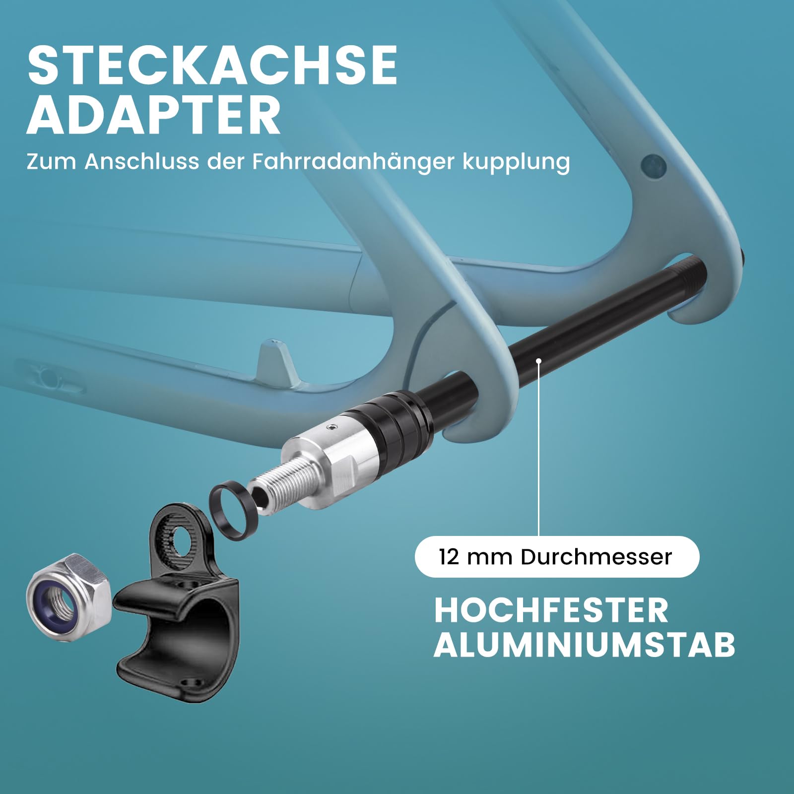 Adaptateur D'axe M12 X 1.5 Pour Remorque Vélo - Réglable 160 à 178 Mm - Compatible Plupart Attelages