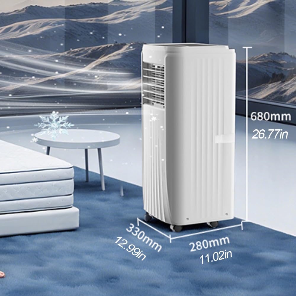 Przenośny klimatyzator, 9000 BTU Smart AC z pilotem zdalnego sterowania, cichy osuszacz i wentylator, łatwa mobilność do sypialni