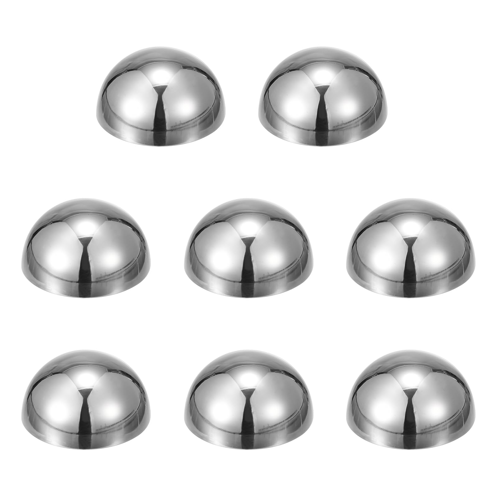 sourcing map 8pcs Stainless Steel Gazing Sphere, 2Inch 51mm Hollow Mirror Polished Hemisphere Wall Decor Semi Ball Reflective Outdoor Ornament for Garden Gate Stair Handrails, Silver