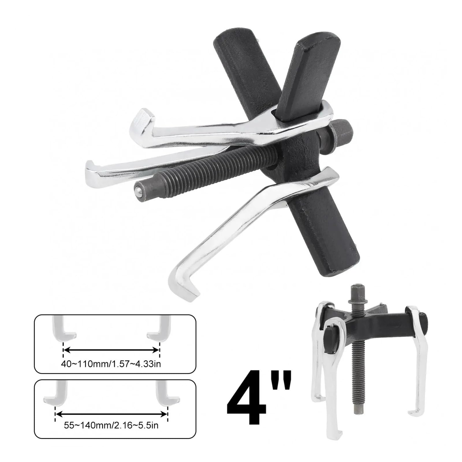 Estrattori a ganasce per cuscinetti in acciaio Estrattore for cuscinetti multifunzionale da 4 pollici 3 artigli Convertibile 2 artigli Riparazione auto riparazione utensili manuali Forgia timbro Estra