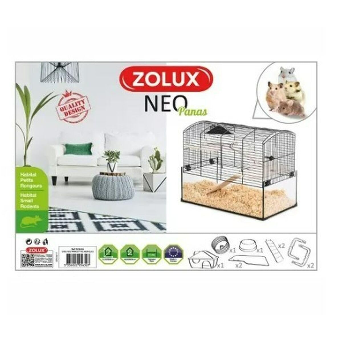 Zolux Cage Neo Panas Petit Rongeur L 52 X P 28.5 X H 40 Cm Noire