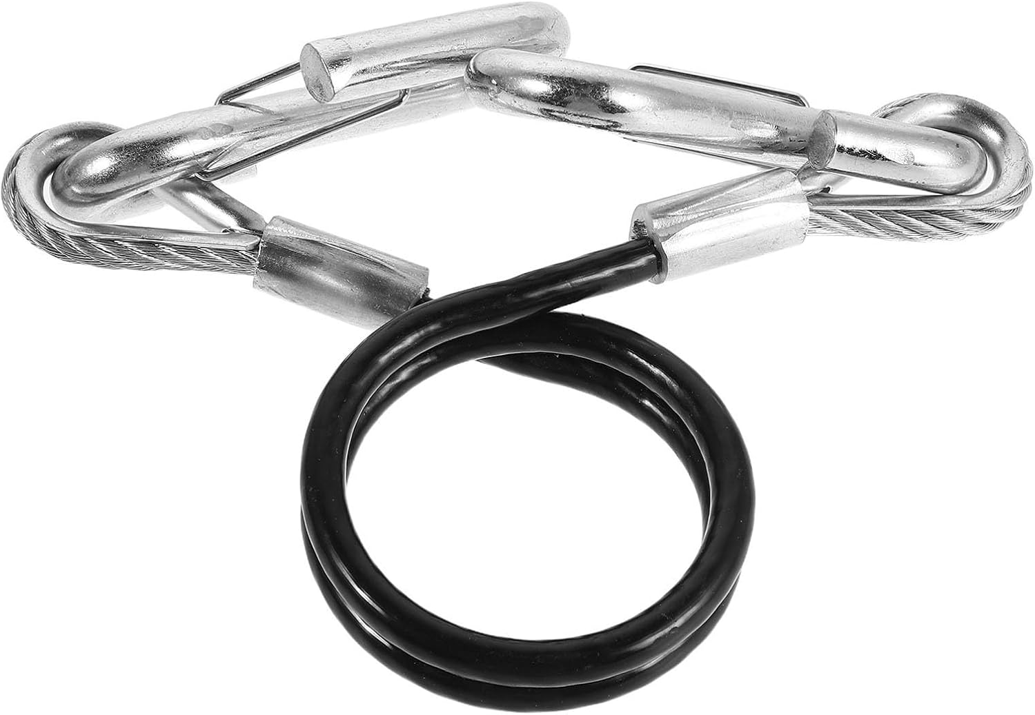 Coiled Trailer Safety Cable with Two Hooks Steel Spring Tow Rope