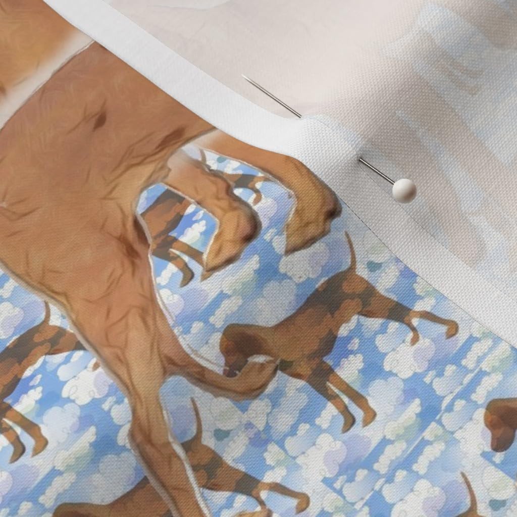 Spoonflower Fabric - Ridgeback Blue Pattern Dog Clouds Hound Rhodesian Puppy Pet Puppies Printed on Petal Signature Cotton Fabric by The Yard - Sewing Quilting Apparel Crafts Decor