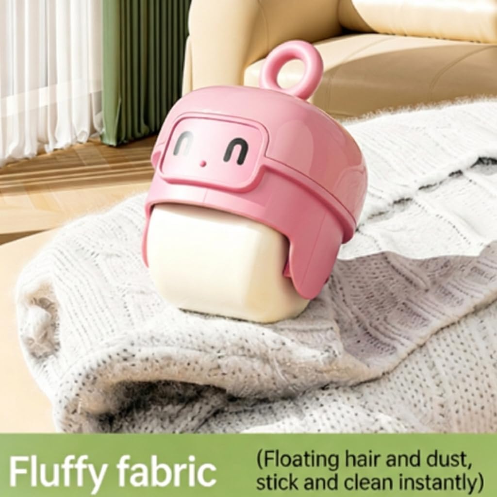 Reusable Mini Travel Lint-Roller, Extra Sticky Lint Rollers for Pet Hair, Portable Lint-Remover for Clothes, Multipurpose Pet Hair Remover Sofa Carpet Car Purse Household (Pink Robot)