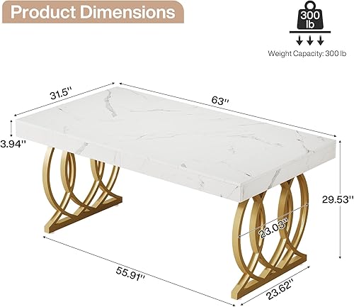 Miniatura 2 de Tribesigns Escritorio ejecutivo de 63 pulgadas, escritorio moderno para computadora de oficina con elegantes patas doradas, estación de trabajo