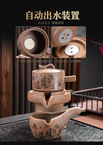 Miniatura 13 de Juego de regalo de té chino de gongfu, servicio automático, diseño de molino de piedra hecho a mano, tetera de cerámica hecha a mano, 6 tazas de té