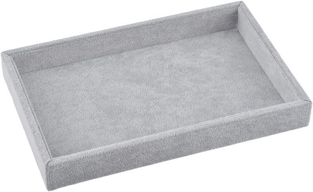 Valyria Velvet Jewelry Tray, Stackable Showcase Display Organizer for Ring Earring Necklace Pendants Bracelet (Grey)