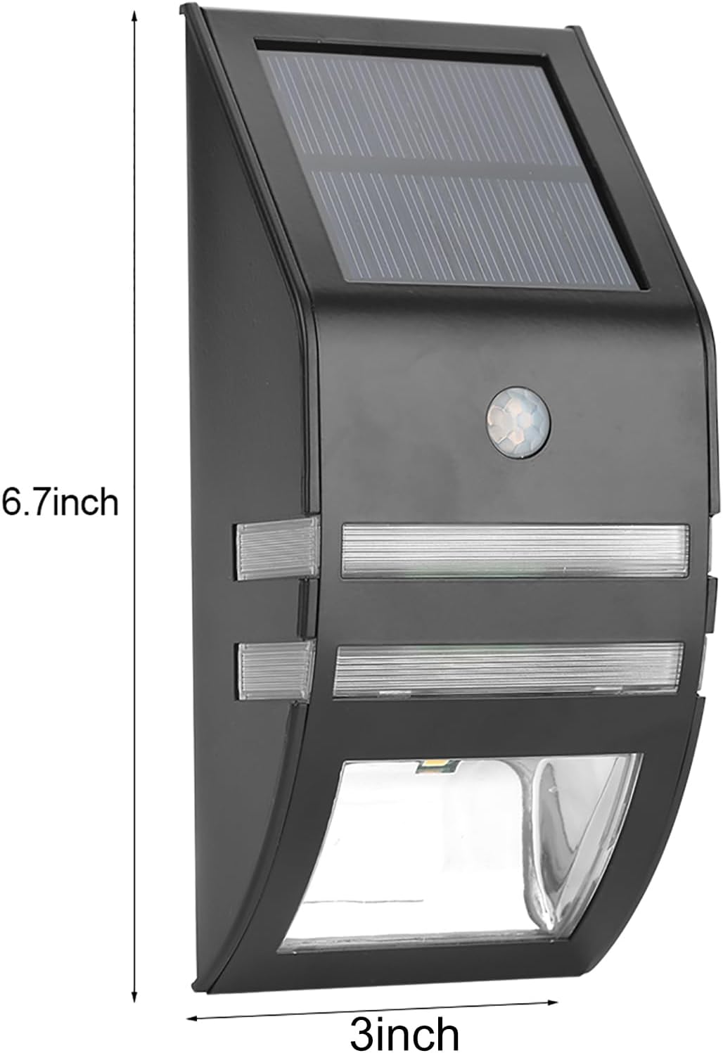 Gavigain Motion Sensor Light Outdoor, Solar Wall Light Outdoor LED Path Wall Light Stainless Steel Garden Security Lamps for House, Garage, Deck, Fence Patio Porch (Black)