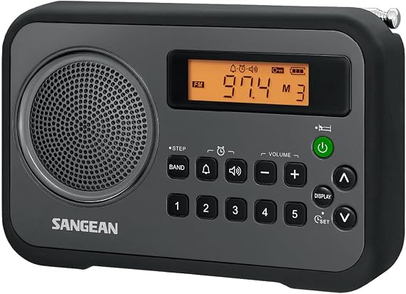 Sangean PR-D18BK AM/FM/Portable Digital Radio with Protective Bumper (Gray/Black) Black/Grey