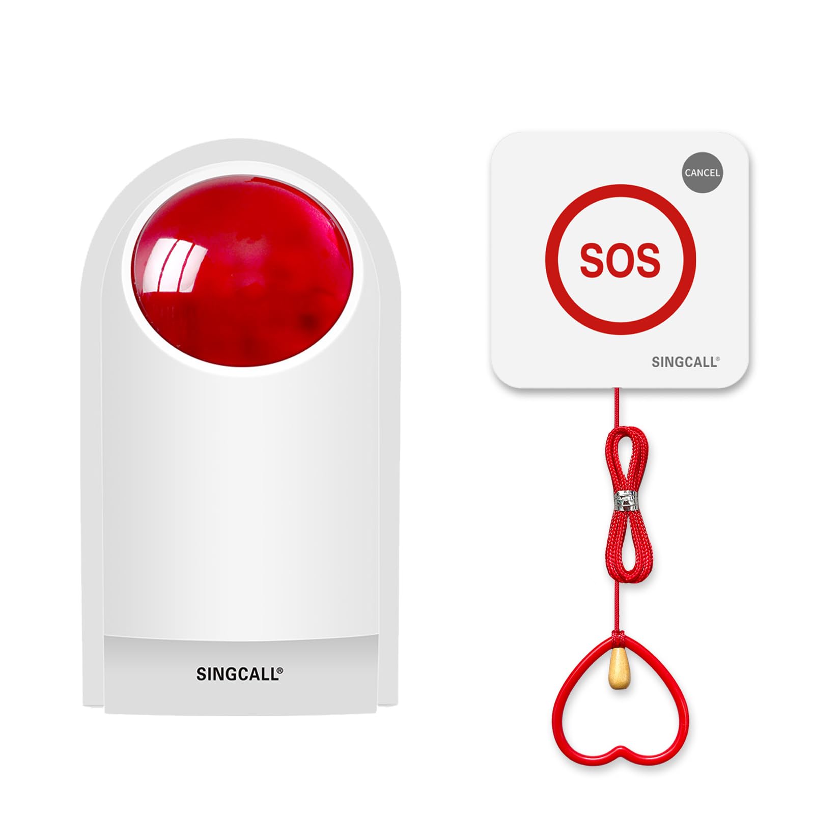 SINGCALL Emergency Strobe Siren Waterproof Pull Cord Panic Alarm System