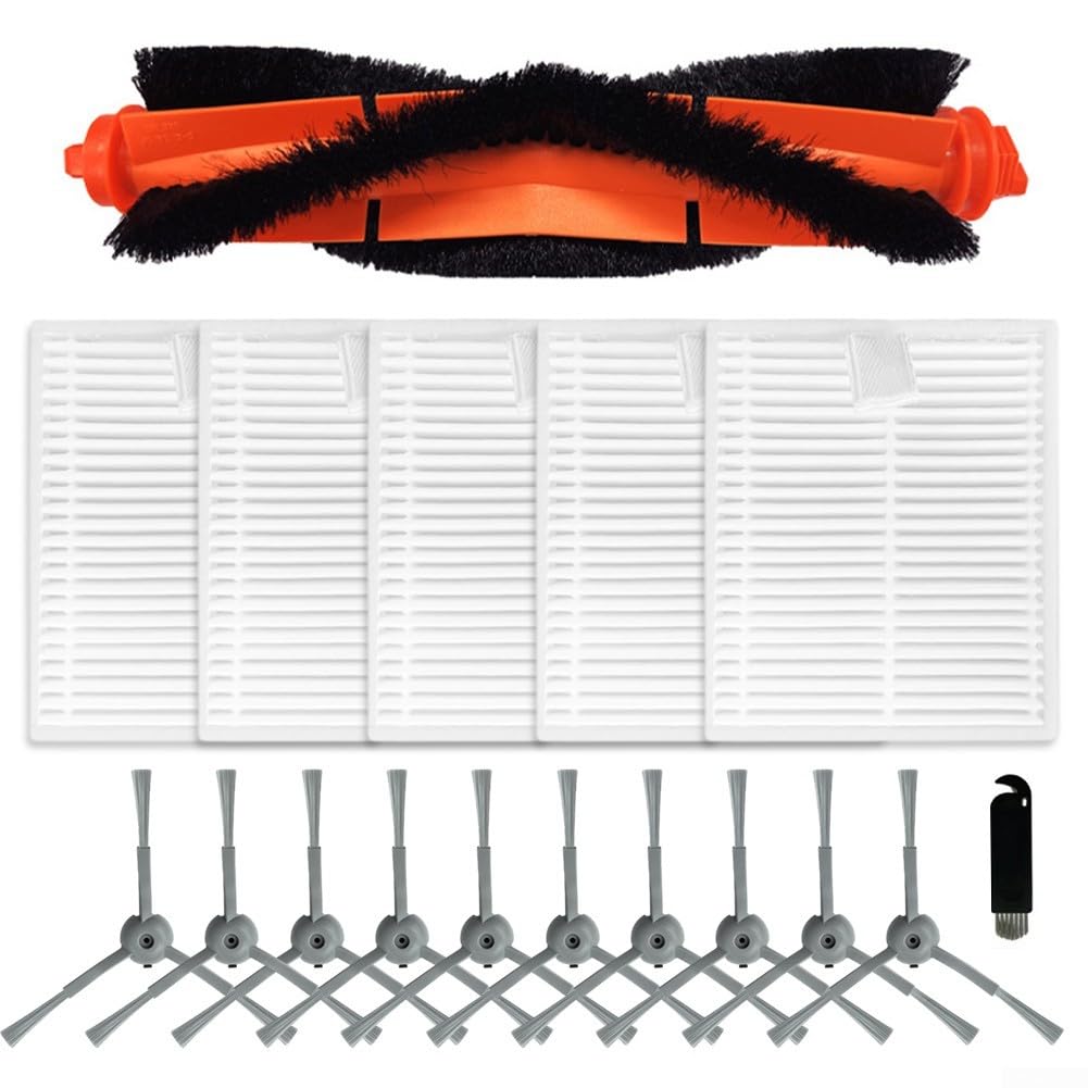 Replacement Parts Accessories Fits for Lubluelu for L20 Robotic Vacuum Cleaner, Include 1 Main Roller Brush, 5 HEPA, 10 Side Brushes(B)