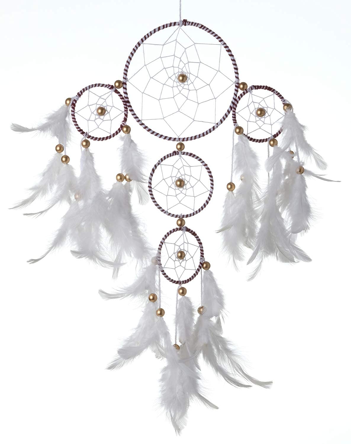 FAIRY FIRST White and Brown 4 Tier ~ Handmade Hangings for Positivity (Can be Used as Home Decor, Gift, Wall Hangings, Meditation Room, Yoga Temple, Wind Chime & Car Feather Hanging)-image-23