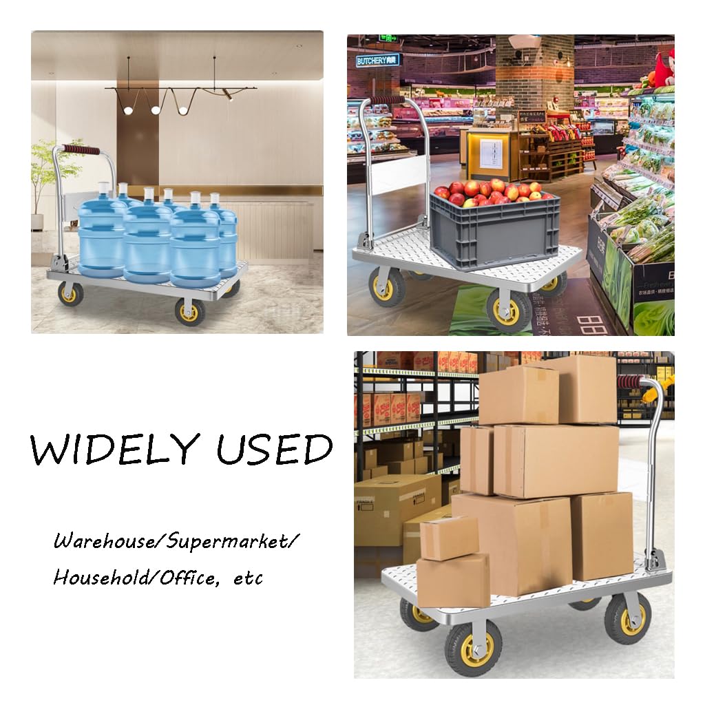 Carretilla de Plataforma para Trabajo Pesado, Plataforma de Acero con Capacidad de 200 kg, Carretilla Manual Plegable con Plataforma Plana de 70 x 45 cm