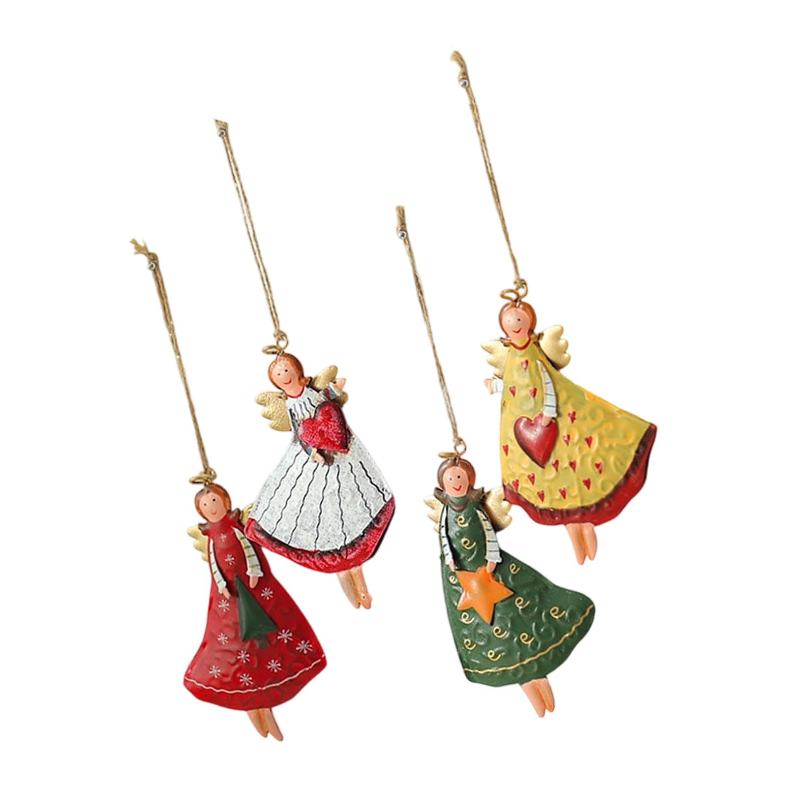 Xinsheinelry Permanent Rural Patron Girl Christmas Tree Decoration Celebratory Home Accent for Family Gathering Happiness Old Iron Christmas Decoration
