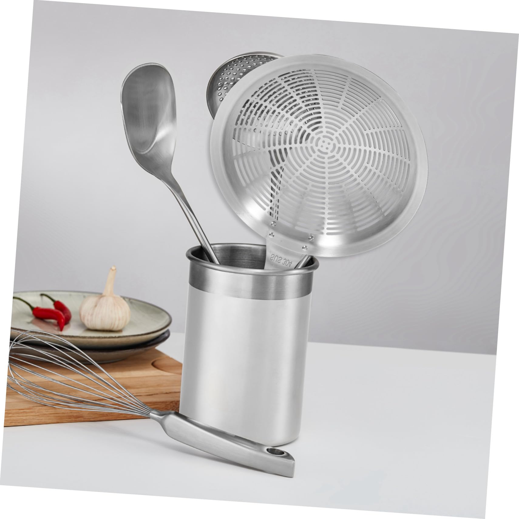 Edelstahl Sieb mit Ergonomischem Griff Große Nudelkelle zum Servieren von Pasta und Lebensmittel Glatte Oberfläche für Küche und Gastronomie