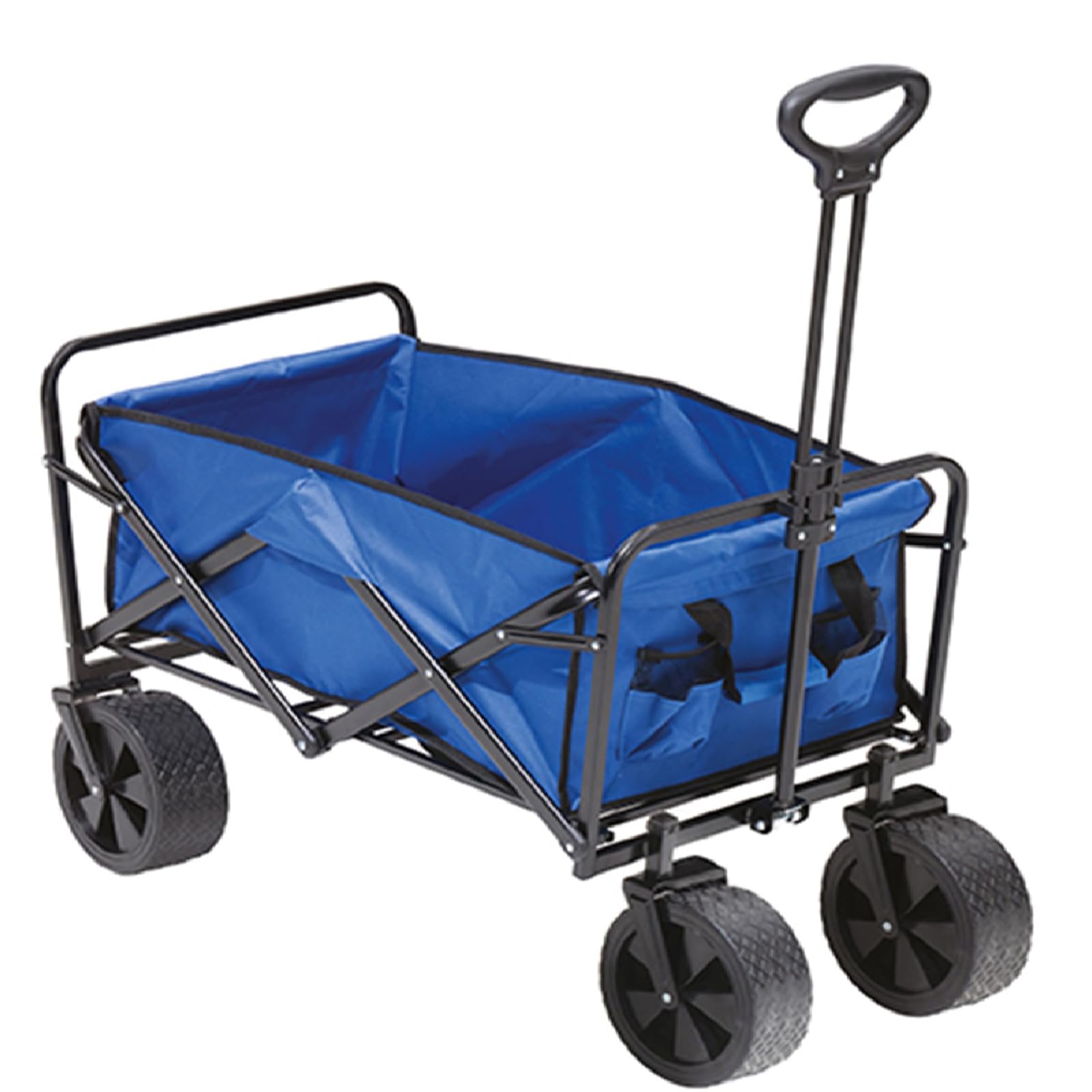 Carrello trasporto cose Pieghevole Multiuso da Giardino e Spiaggia Portata 100kg 4 ruote Struttura richiudibile in Acciaio e Tessuto Oxford blu Tempo Libero carriola vano cm 52x 88
