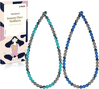 Chew Necklaces for Sensory Kids and Adults, Chewy Necklace Sensory Toys for Nail Biting, Teething Necklace for Baby, Toddl...