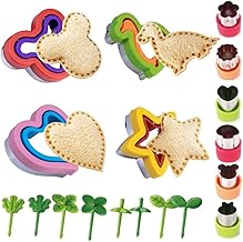 [18 PCS] Abruga Premium Sandwich Cookie Cutters and Sealer Set, Sandwich Maker, Vegetable Cutter and Fruit Stamps Mold with Mickey Dinosaur Star etc for Kids Lunch Bento Box & Food Supplement