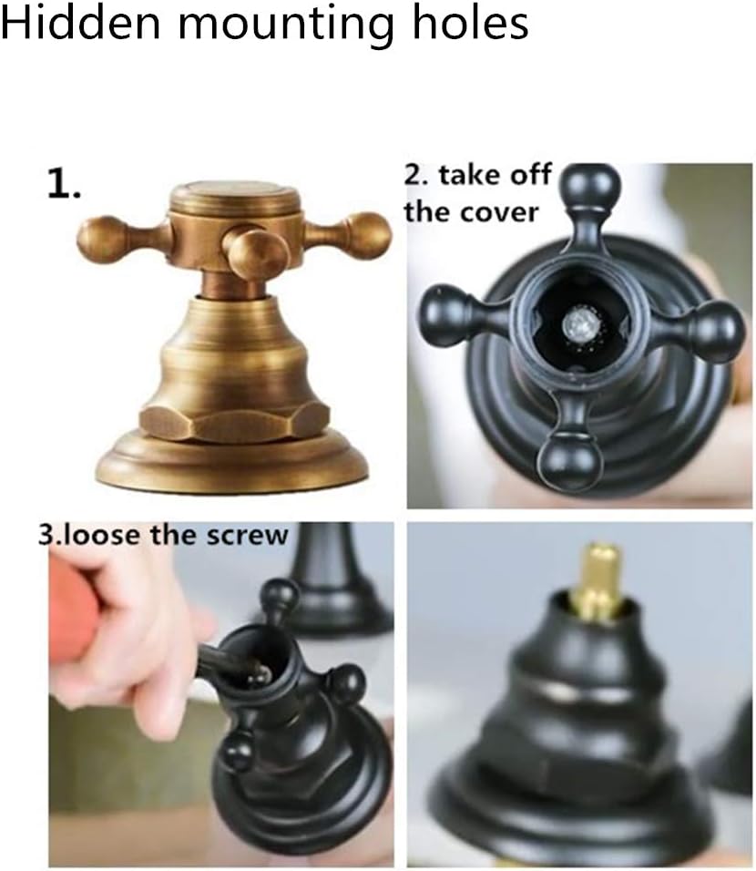 One-Day Sale: Up to 80% Off Gecious Widespread Bathroom Faucet Antique Brass Two Handle 3 Holes with Pop-up Drain and Hoses,Cross Handle, Basin Mixer Tap Three Holes, 8''-16” Widespread, Sink Lavatory Faucet