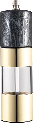 Peppermate Molinillo de pimienta molinillo de pimienta de acero inoxidable fácilmente recargable con acabado de mármol real cuchillas de cerámica