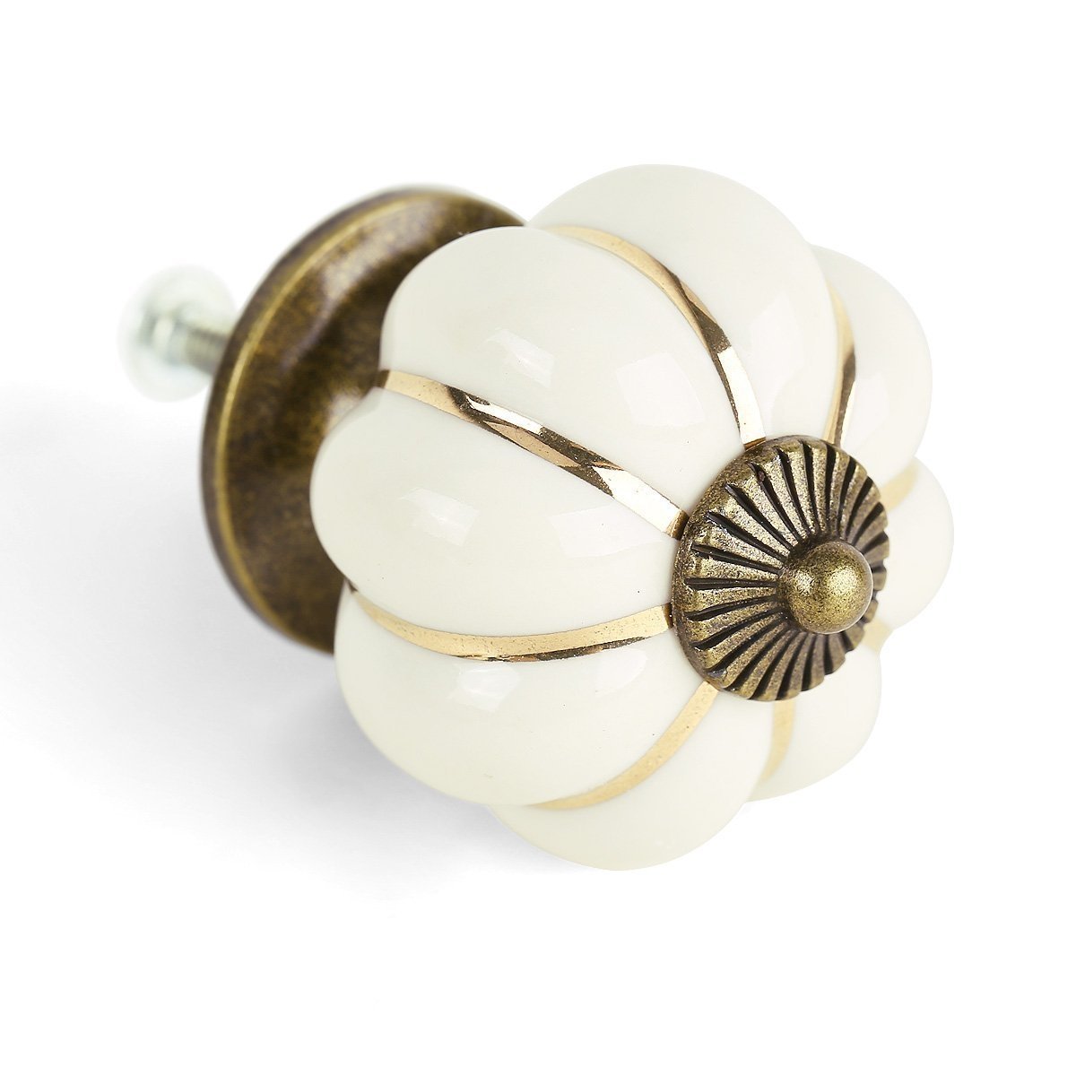 (Set di 6) Pomelli/Maniglie/Maniglie per porte in ceramica bianco avorio per mobili da cucina, armadi, armadi, cassetti, cassettiere, decorazioni per porte della camera dei bambini ecc.