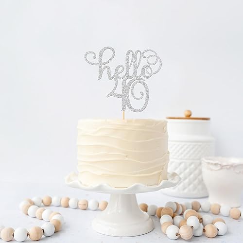 Miniatura 5 de Sliver Glitter Hello 40 - Decoración para tartas  Saludos a los 40 años  40 y fabulosa decoración para tartas  Decoración para cumpleaños