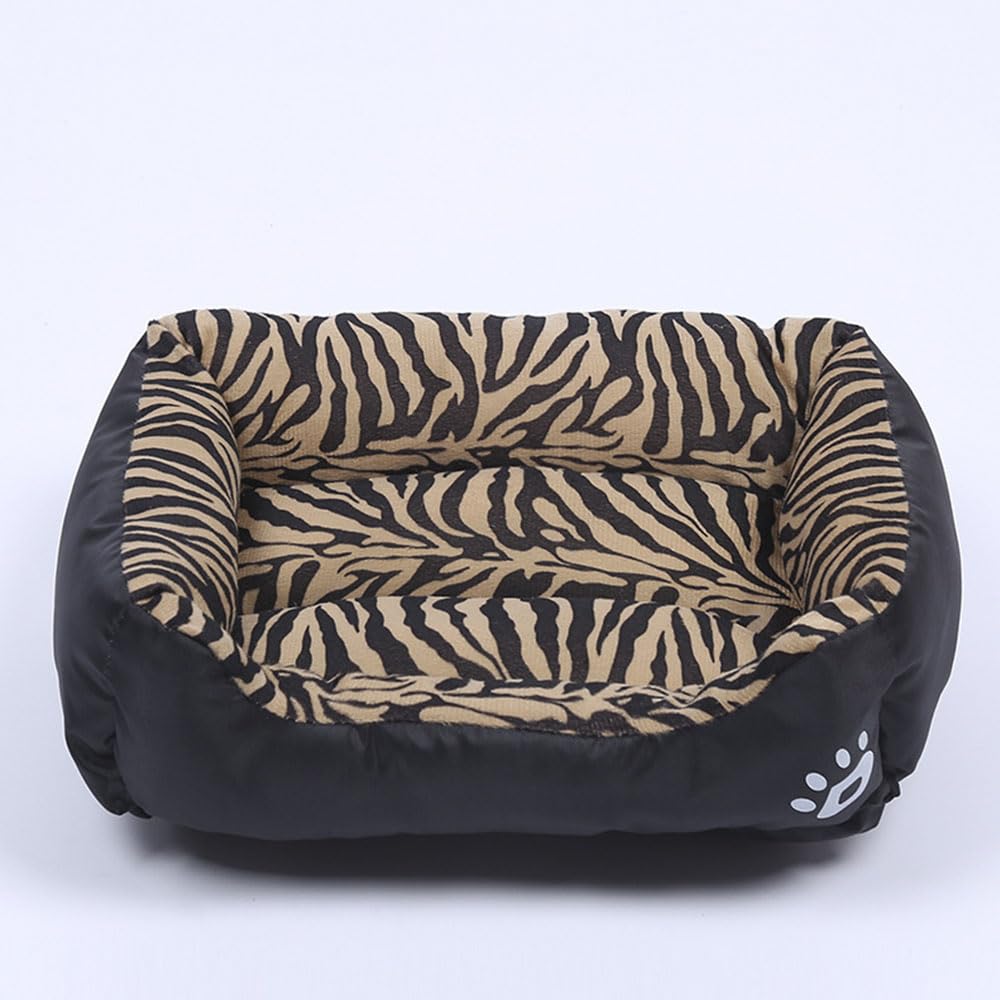Hiseng Soft Fluffy Dog Bed, Self-Warming Cat Bed Washable Solid Color Dog Beds Medium, Sherpa Anti-Slip Bottom Donut Cat Beds for Indoor Cats (XL/80X60cm,Zebra Print)