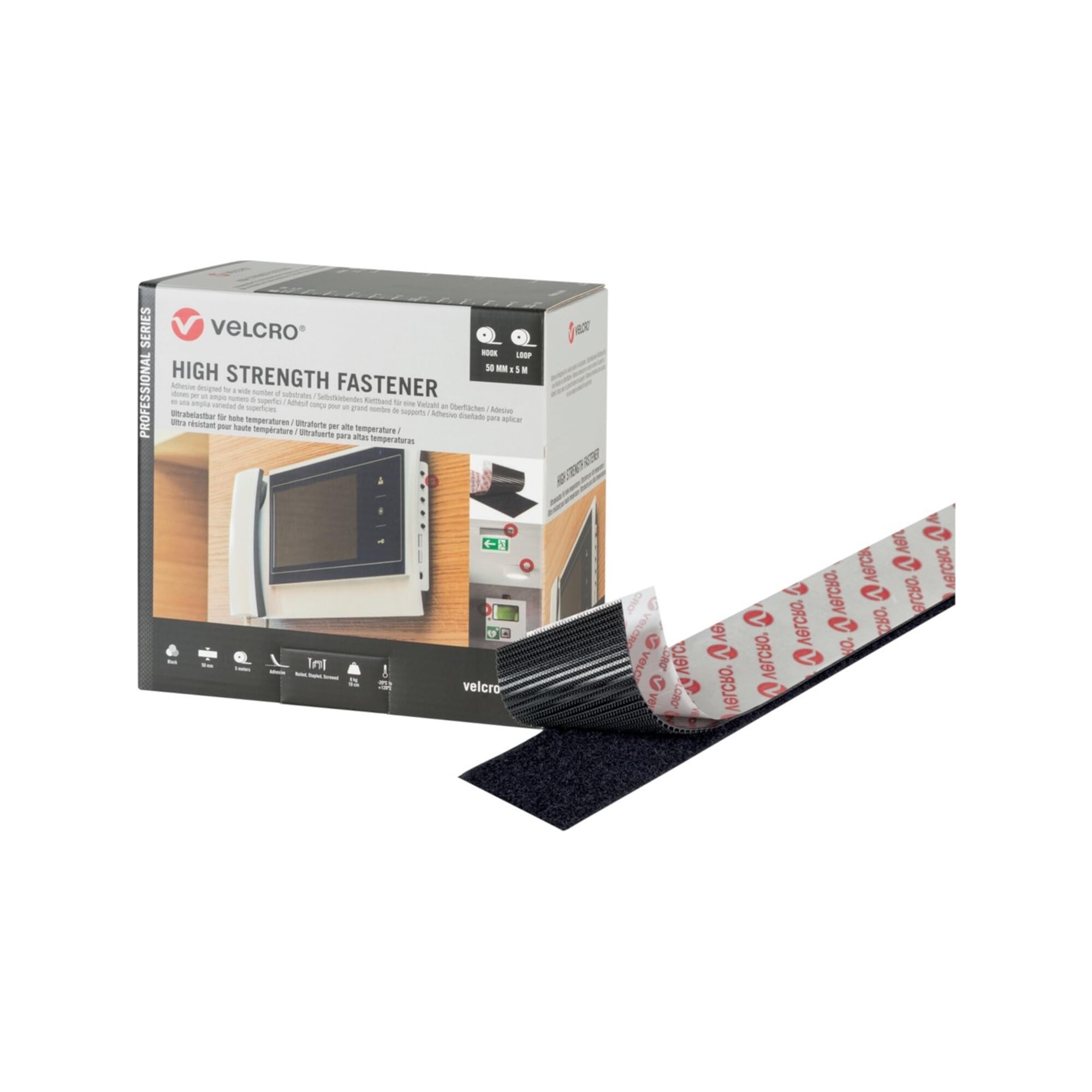 Nastro biadesivo Velcro Nero 50 mm x 5 m Extra forte