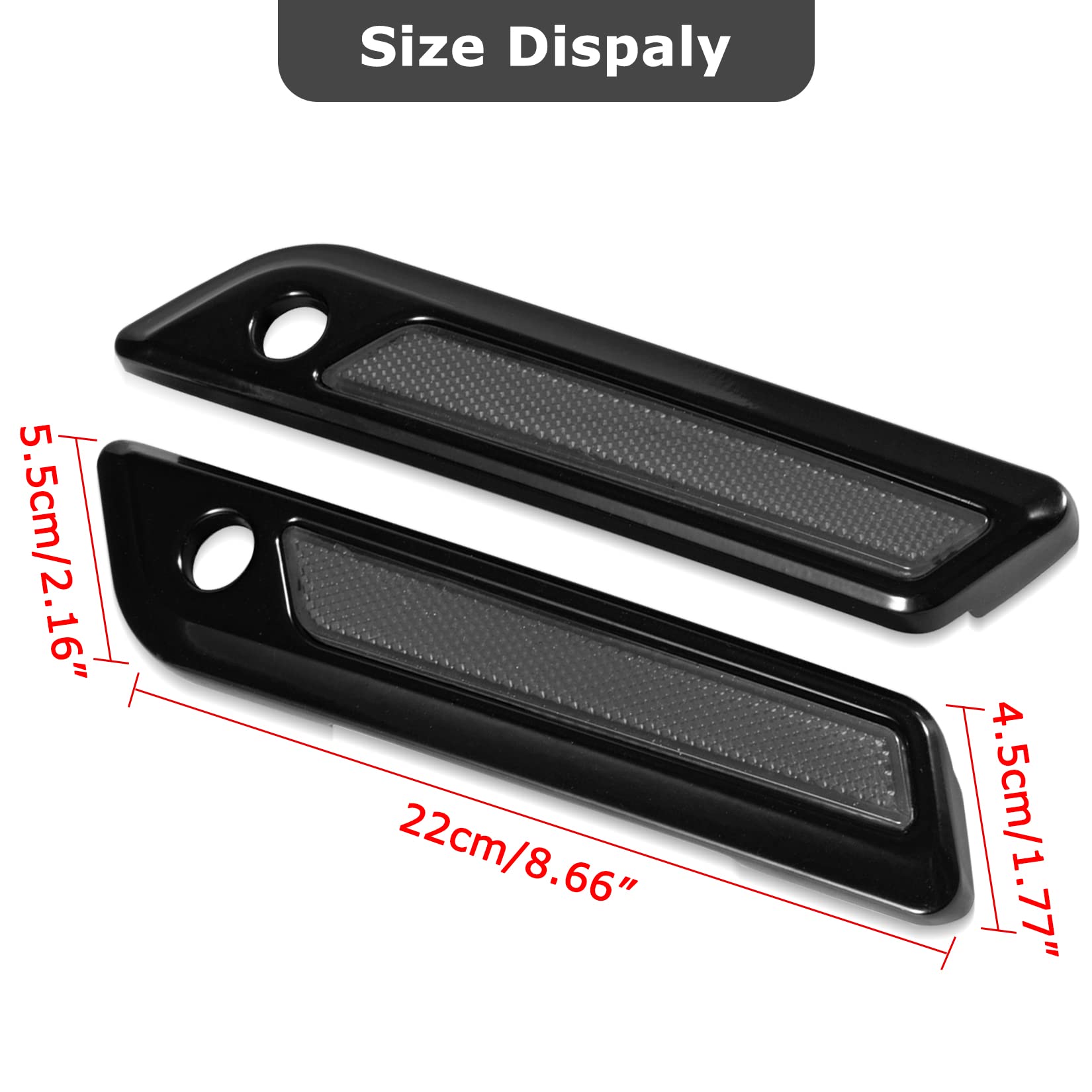 PSLER Saddlebag Latch Covers with Saddlebag Latch Side Cover Reflectors Inserts Saddlebags Safety Side Visibility Reflector Safety Warning Fit for Touring Street Electra Road Glide Road King 2014-2022