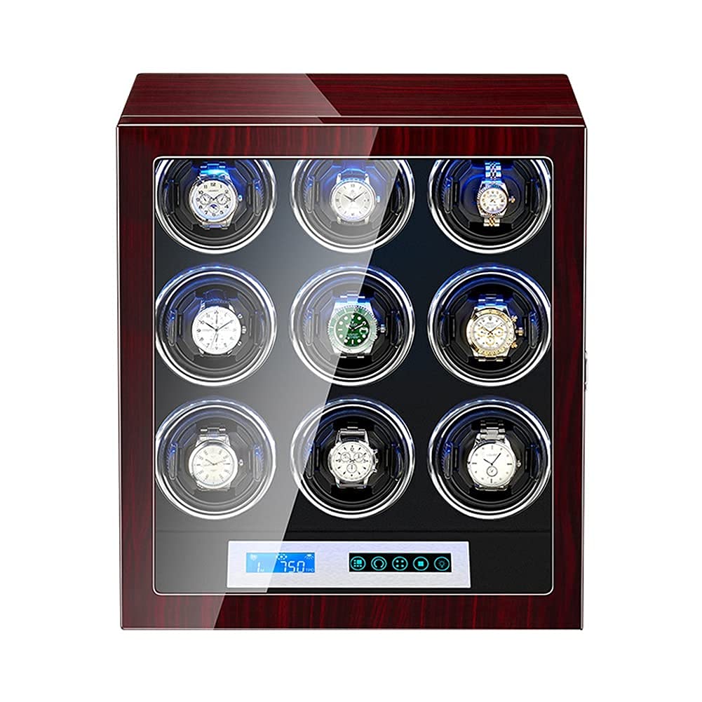 Automatischer Uhrenbeweger mit superleisem Motor, 15 Rotationsmodi, LED-Beleuchtung, LCD-Display, Touchscreen, Netzteilbetrieb，