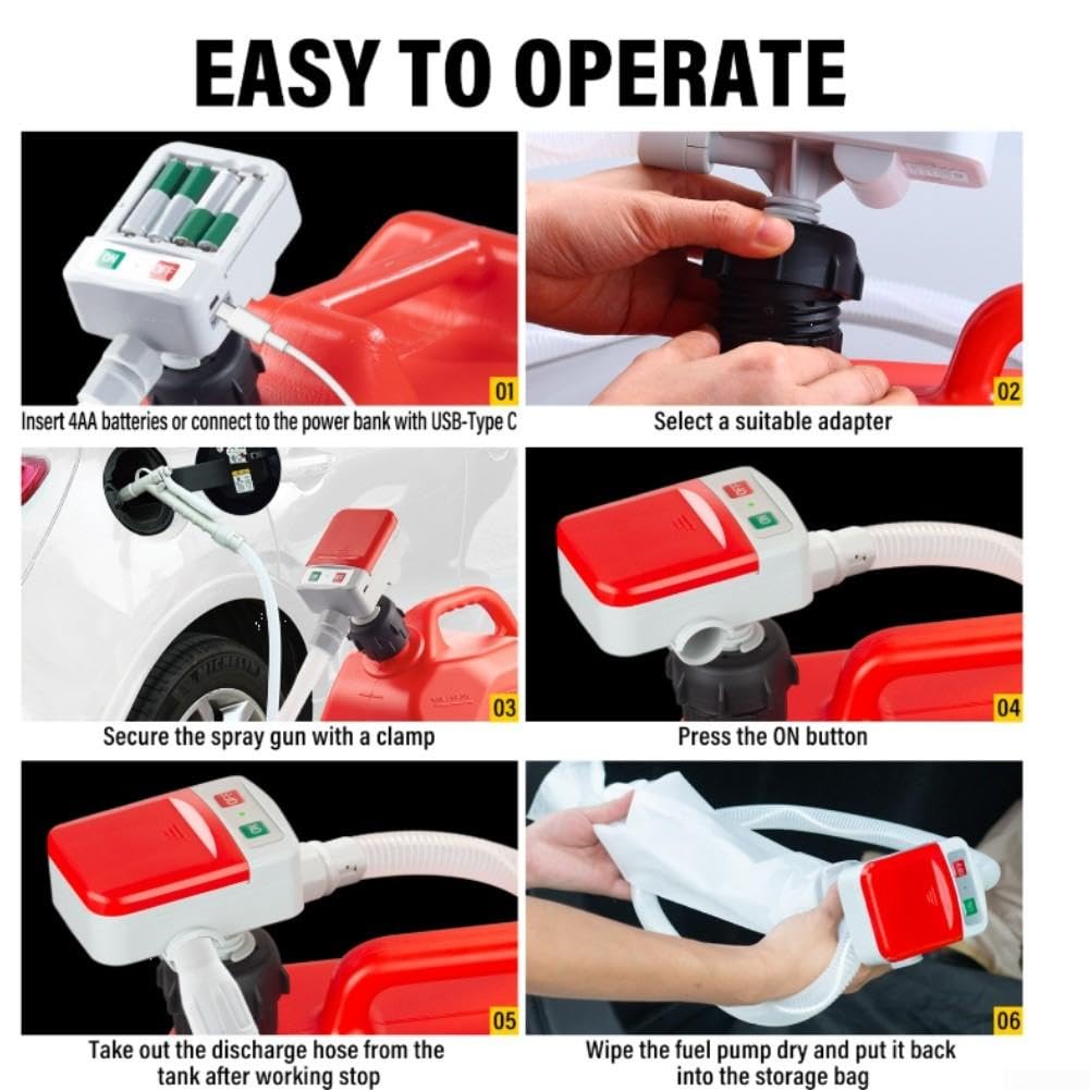 Pompe à huile manuelle Transfert de carburant 4 adaptateurs Tuyau long