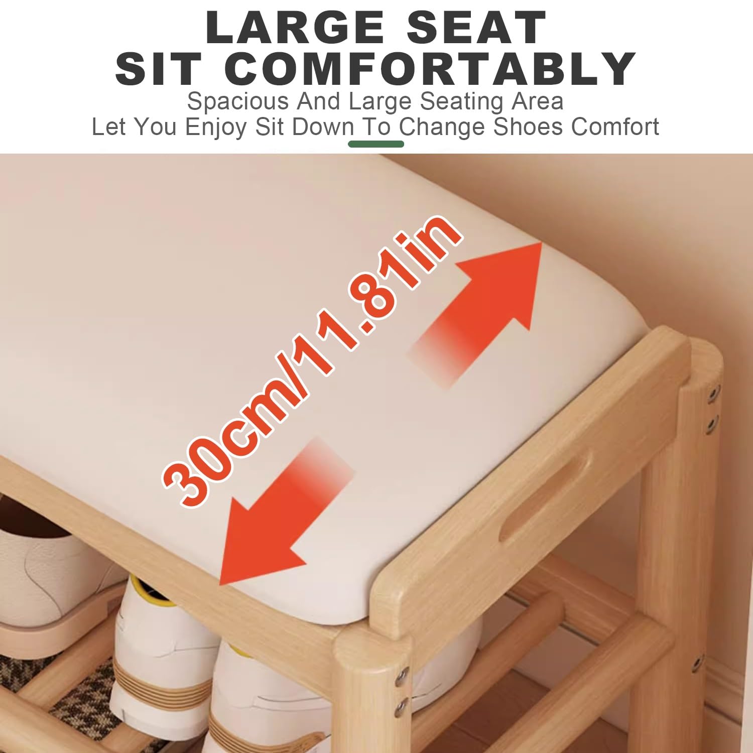 Scarpiera imbottita in noce, elegante ottomana con cuscino, per soggiorno, camera da letto e corridoio, soluzione ideale per ingresso e sala d'ingresso