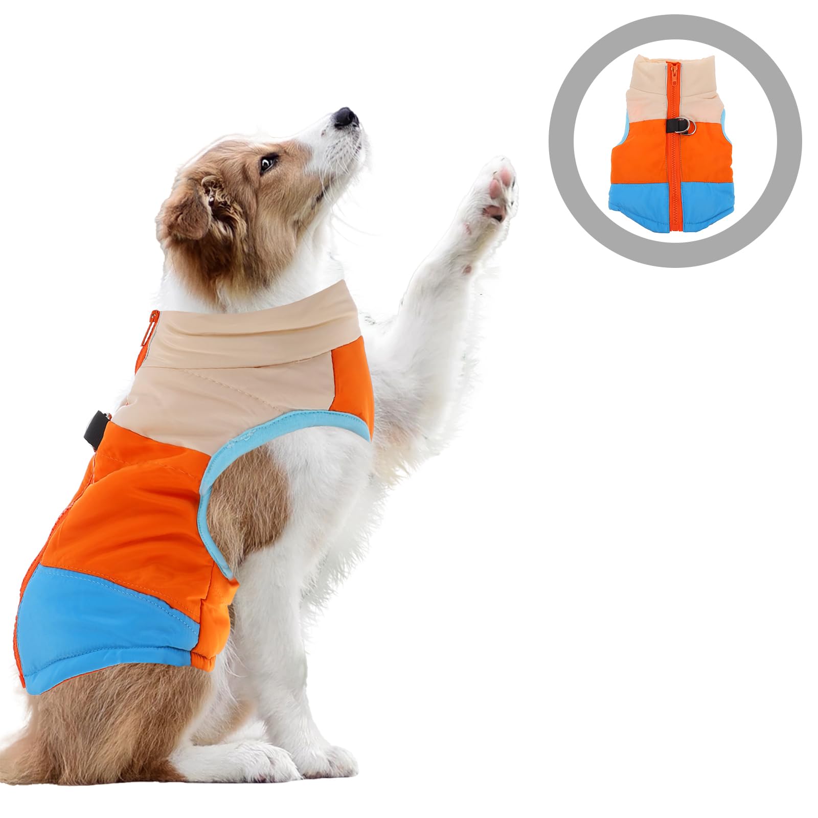Dog Clothes Dog Warm Vest Waterproof Coat Jacket Reversible Winter Warm Vest for Small s Cats Pets, As Shown - Image 2
