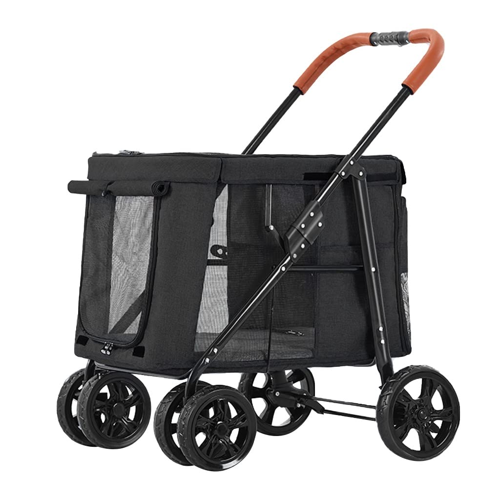 2 koty Pet Travel Carriage Wózki dla psów dla dużych psów Wózek dla wielu zwierząt domowych, wózek dla dużego psa Składany wózek spacerowy Doskonały dla bliźniaków lub wielu, nośny 66 funtów (kolor:
