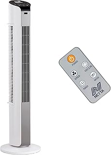NETTA Tower Fan with Remote Control, 32 Inch Oscillating, 3 Speed Settings With 7 Hours Timer, Bladeless Floor Fan for Bedroom Living Rooms Kitchen Home Office - White