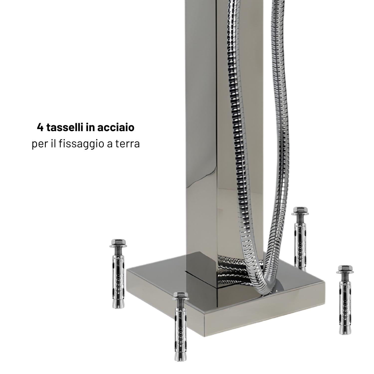 Fontana da Giardino a Colonna Esterno SALICE Acciaio Inox con Miscelatore 100 CM Fissaggio a Pavimento