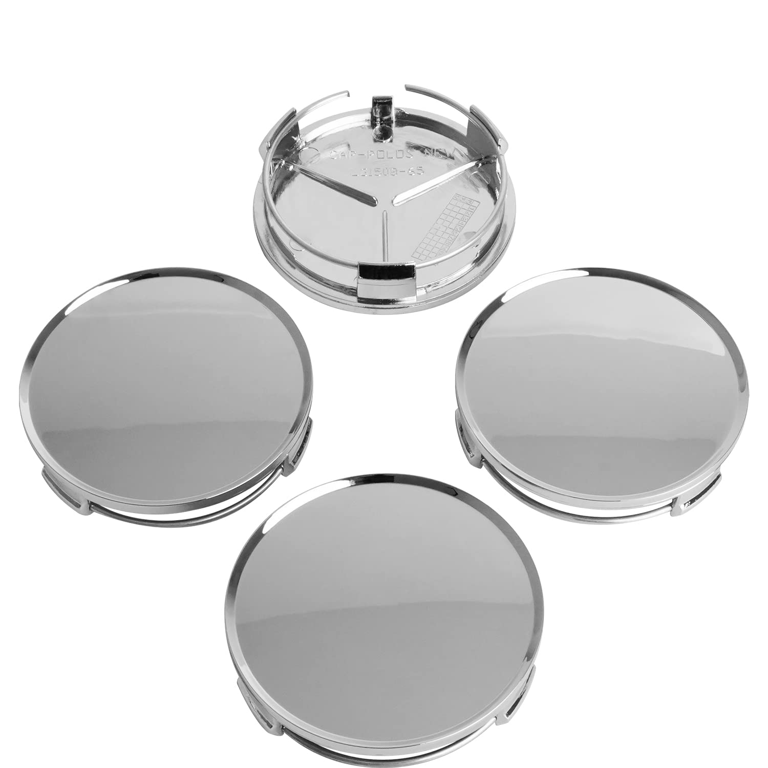 2.9Inch 75MM Wheel Center Caps, Pack of 4 (Chrome, Outer 75MM, Inner 73MM)