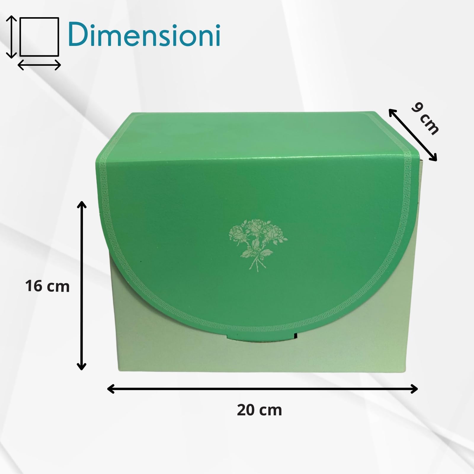 Debora Carlucci Scatole in Cartone Set 100 Pz Rettangolari 16x20x9 cm Verde Decorate Scatola con Coperchio Multiuso Ideale per Bomboniera,Feste,Eventi,Spedizione,Porta Oggetti