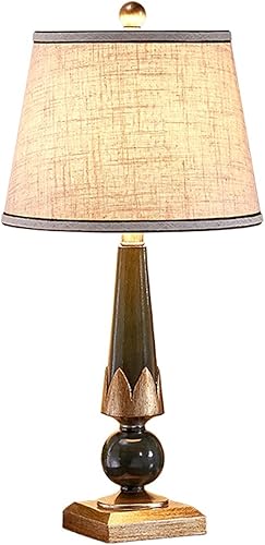Lamp For Desk Retro Table Lamps Resin Bedside Table Lamps with Fabric Lampshade Concise Nightstand Lamps for Home Office Study Table Lamp, 24.4"H
