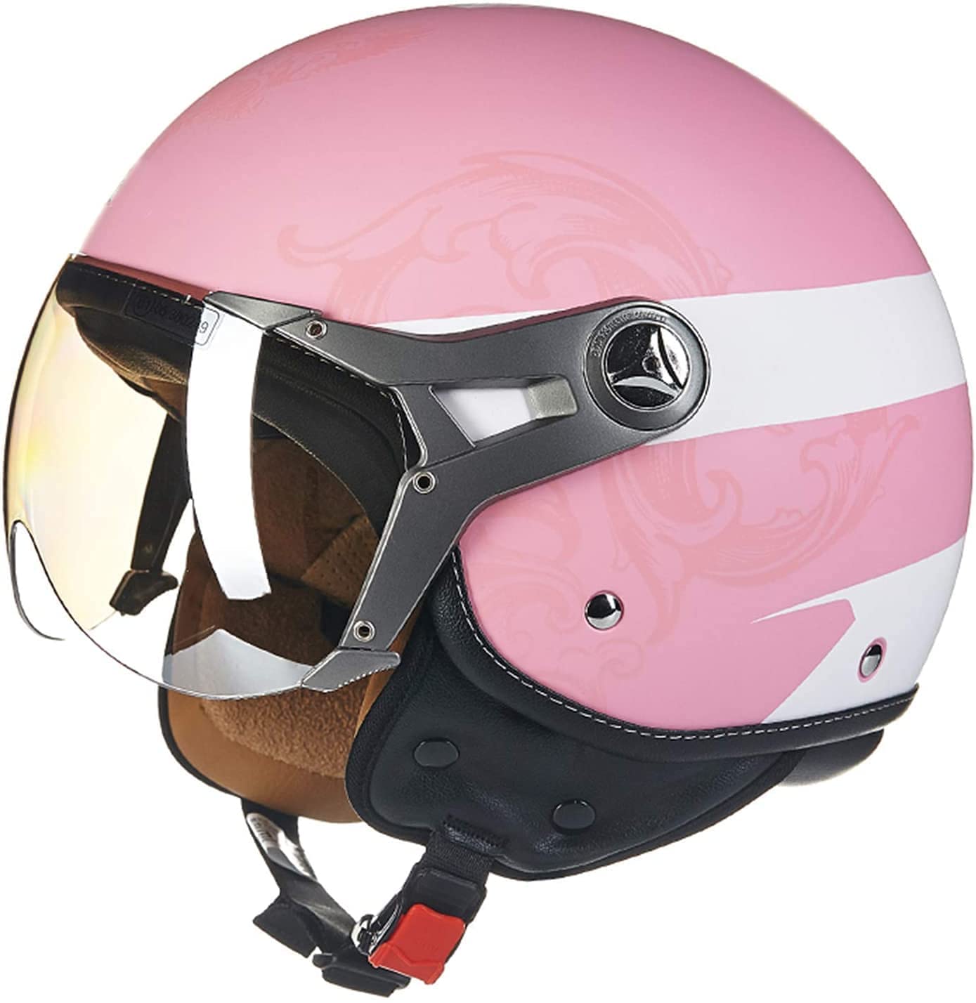 Vintage motorfiets halfhelm voor heren dames, retro Duitse leren halfhelm met bril, DOT/ECE goedgekeurde open helm voor bromfiets Cruiser Scooter Chopper Helm (E L=59~60CM Vintage motorfiets halfhelm voor heren dames, retro Duitse leren halfhelm met bril, DOT/ECE goedgekeurde open helm voor bromfiets Cruiser Scooter Chopper Helm (E L=59~60CM