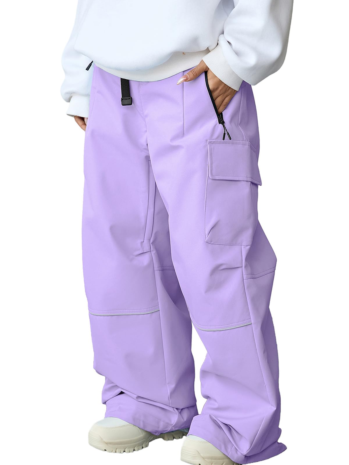 HOTIAN Pantalones de esquí para mujer impermeables cortaviento forrados cálidos softshell extraíbles cargo snowboard