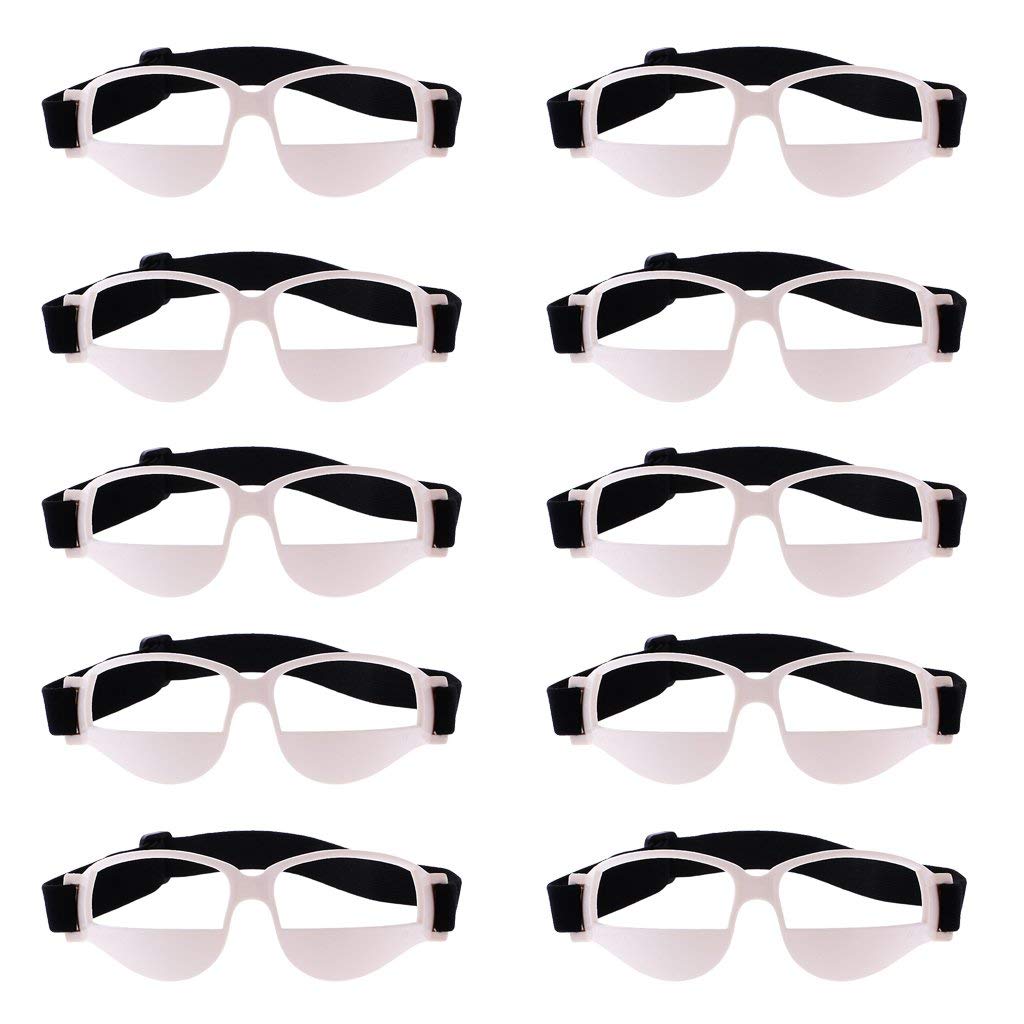 10 Stück Basketballbrillen Sport Eyewear/Dribble Brille mit Übungskopf, weiß