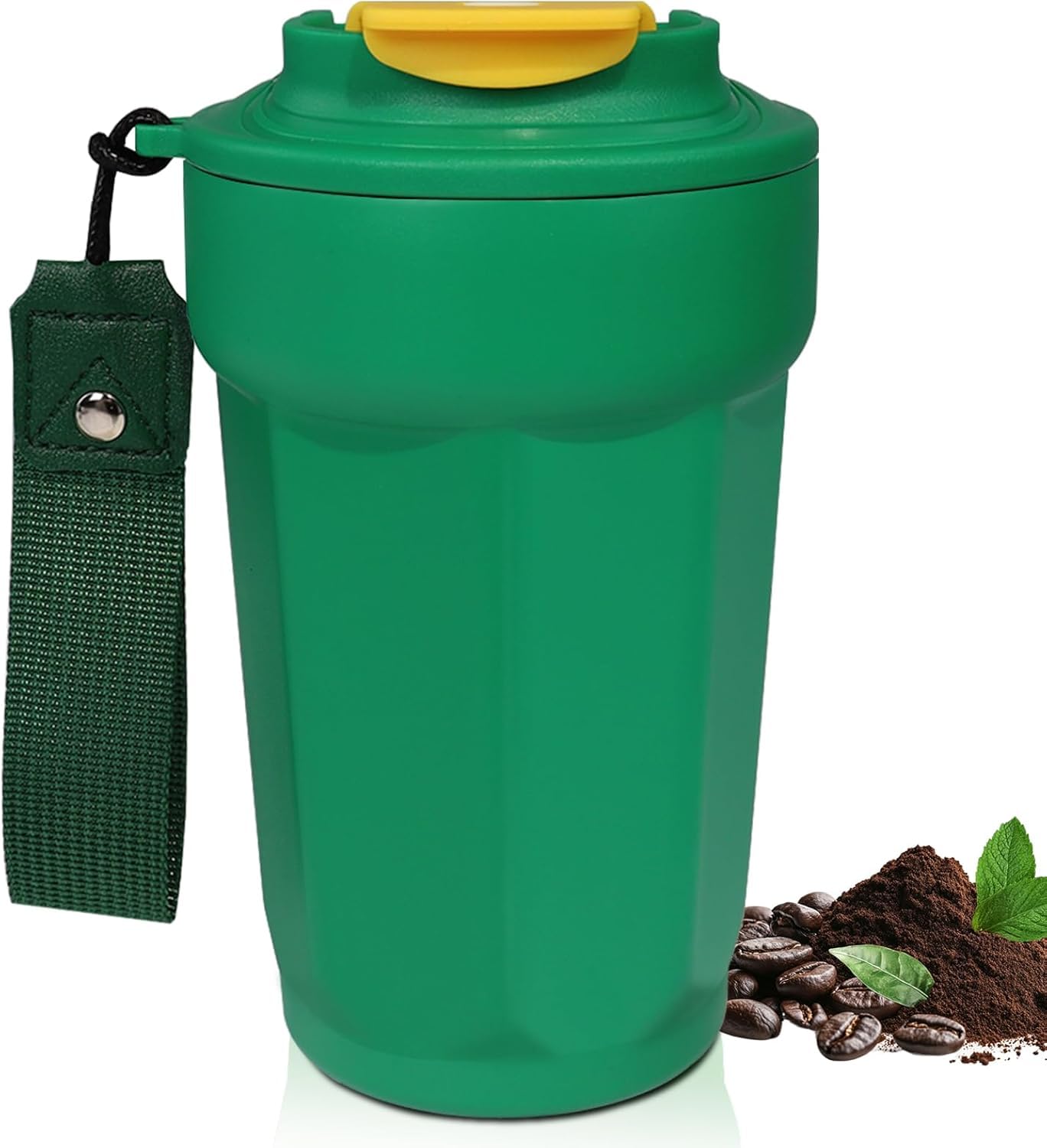 DITOSH Insulated Coffee Tumbler 450ml Travel Coffee Mug 316 Stainless Steel Direct Drink Opening Leakproof Lid Reusable Insulated Coffee Mug Hot and Cold Ideal Travel Mug for Coffee Lover Daily