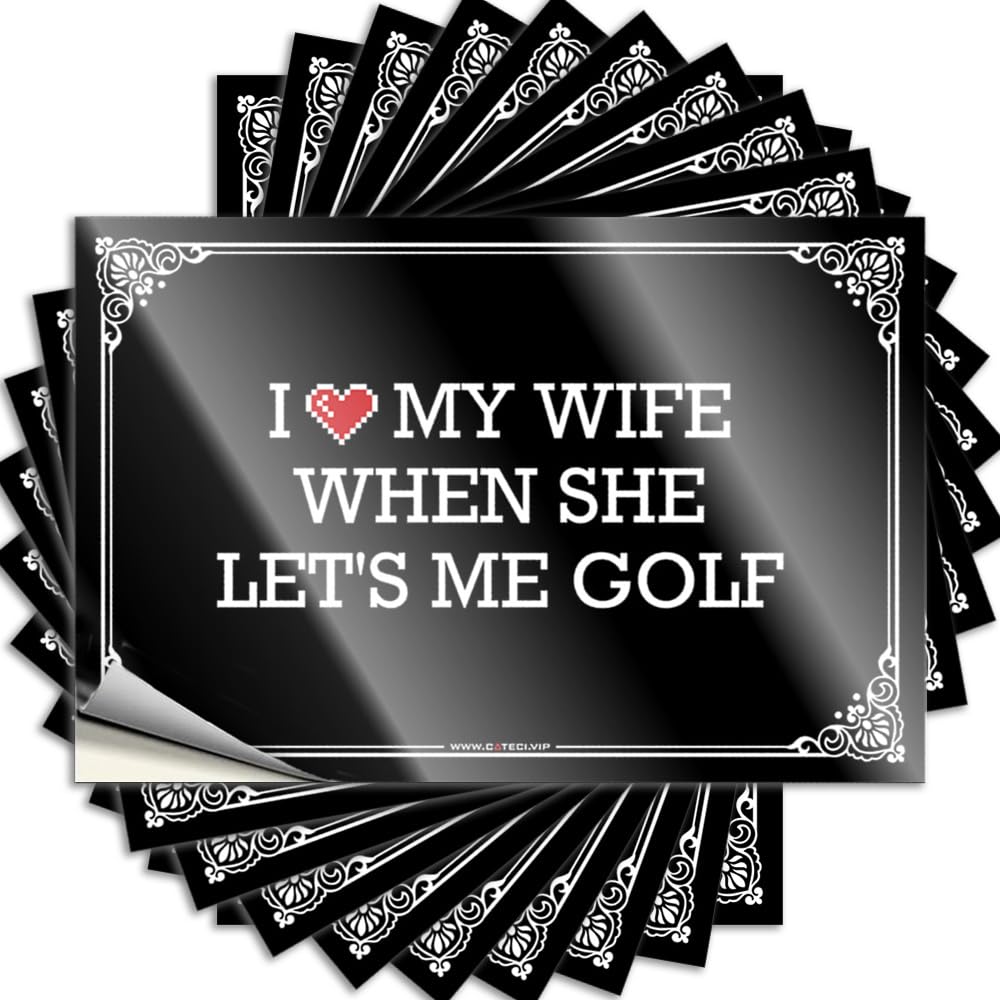 Stickers Indie Peel and Stick - I Love My Wife When She Let's Me Golf Laptop Accent Waterproof Vinyl for Summer(12X18CM)