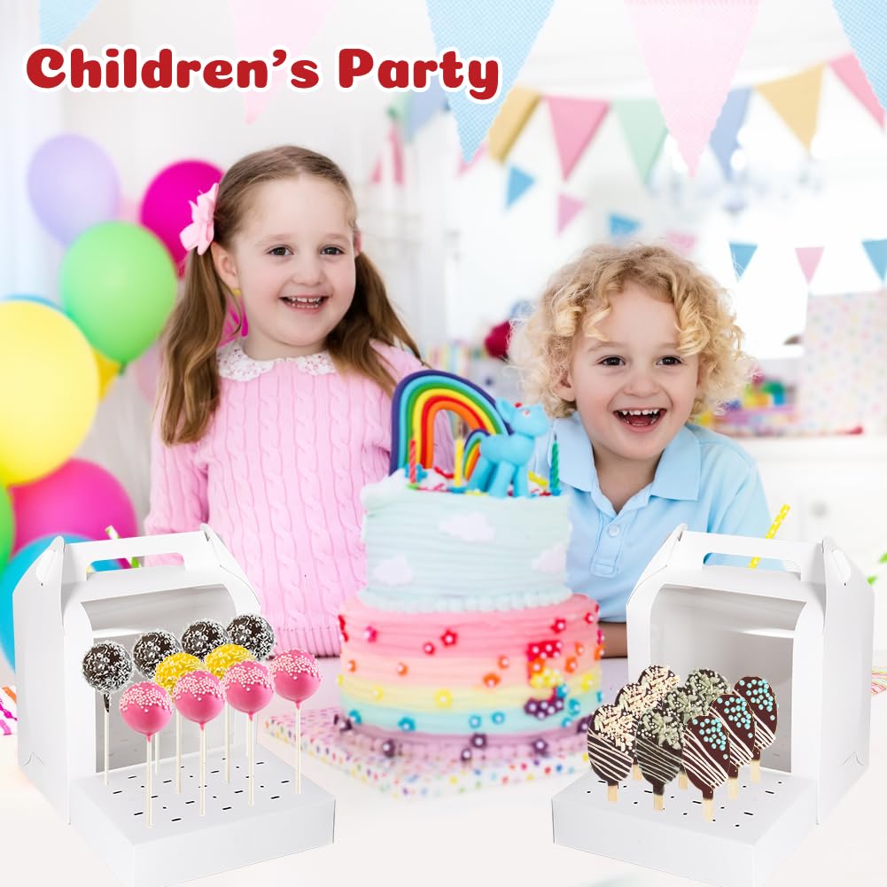 Cajas portátiles para tartas: 4 recipientes de embalaje para tartas con ventana transparente, cajas de exhibición de piruletas utilizadas para bodas, baby showers, fiestas de cumpleaños