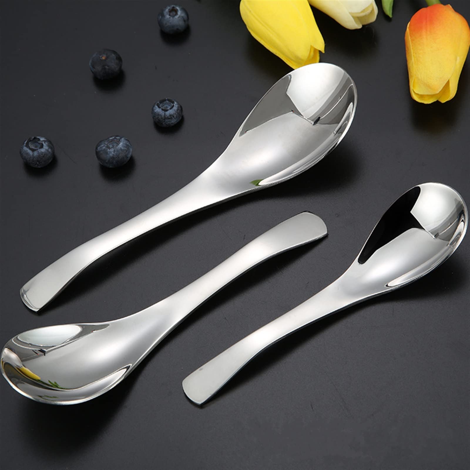 JINGYAN Cuillères à glace Stainless Steel Spoon Ice Cream Dessert Fruit