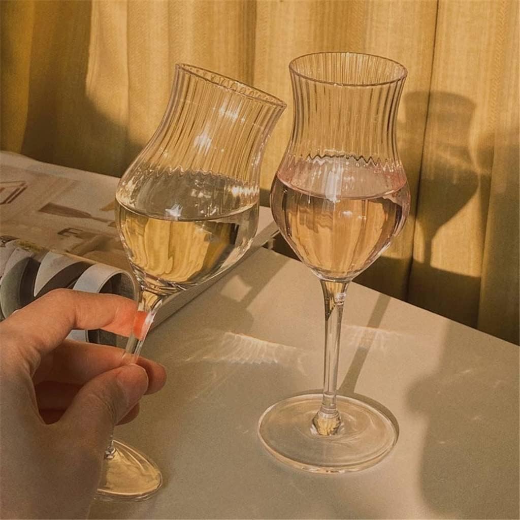 Vertical Stripes Crystal Glass Cup French Goblet Champagne Brandy Wine Home Wedding Party Cocktail Drinkware